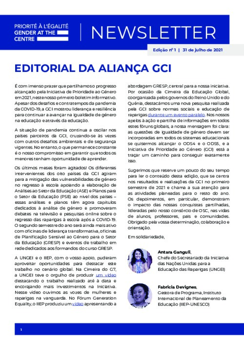 GCI Newsletter - Issue 1, Portuguese