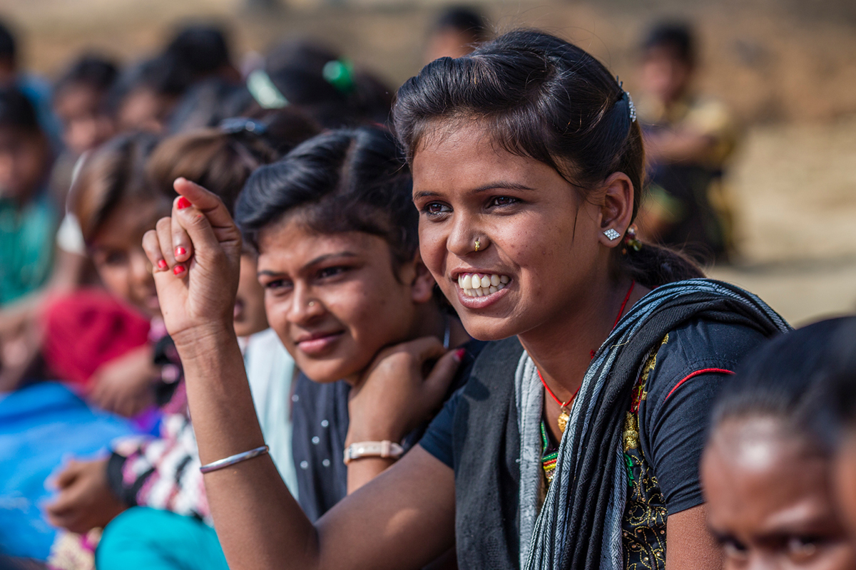 Teenagers raise issues of education, child marriage and vocational skills to village elders in the Giridih district of northern India (UNICEF/Prashanth Vishwanathan).