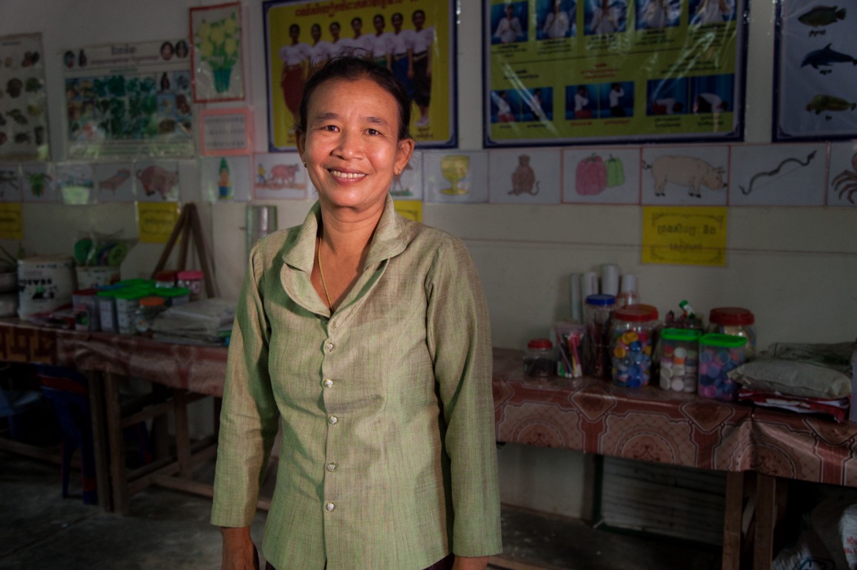 Chiv Koemuoyth is a preschool teacher in Battambang, Cambodia, struggling with classes of up to 50 five-year-olds and inadequate training. Â©VSO/Cesar Lopez