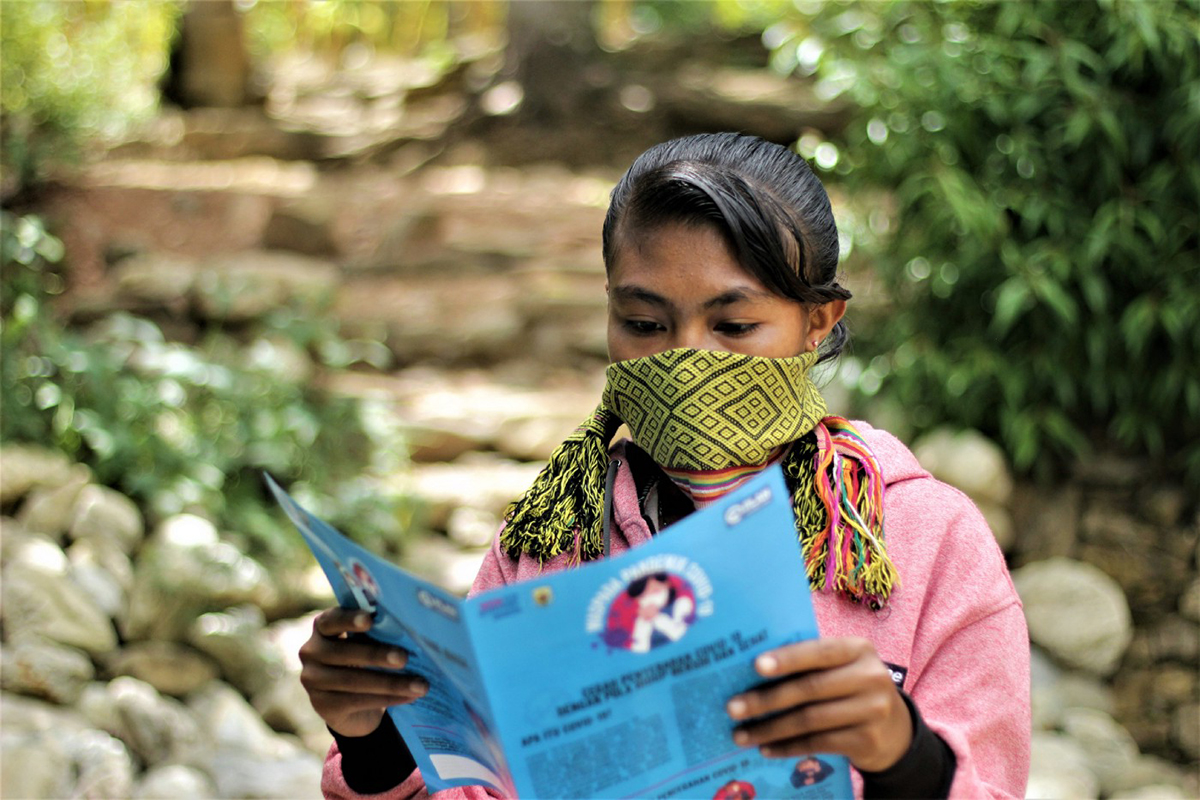 Â© Plan International. Yusti, 15, is finding learning at home challenging without the internet, Indonesia.